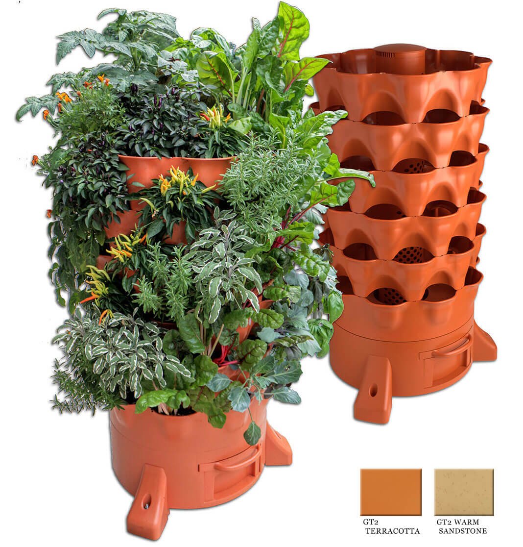 tower planter pots Garden Tower 2™, 50-Plant Composting Vertical Garden Planter – Elm Dirt